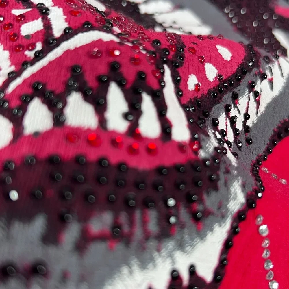 Imperious LG Short Sleeve Shirt Big Cat Rhinestone‎ Graphic Print Red Vintage